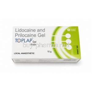 Toplap Gel, Prilocaine 2.5% w/w/ Lidocaine 2.5% w/w, Gel 10 g, Torrent Pharmaceuticals Ltd, Box front view