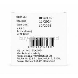 Brillo EZ, Bempedoic acid 180mg Ezetimibe 10mg, Sun Pharmaceutical Industries Ltd, Box information, Mfg date, Exp date