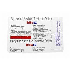 Brillo EZ, Bempedoic acid 180mg/ Ezetimibe 10mg, Sun Pharmaceutical Industries Ltd, Blisterpack information
