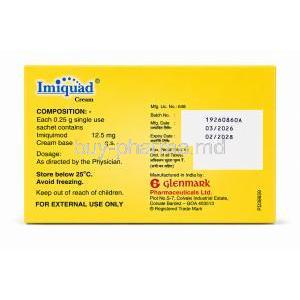 Imiquad, Imiquimod Cream 5%, Box back view