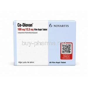 Co-Diovan, Valsartan 160mg / Hydrochlorothiazide 12.5mg, Box front view
