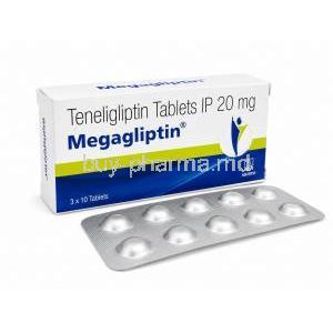 Megagliptin, Teneligliptin 20 mg, Aristo Pharmaceuticals, Box, Blisterpack