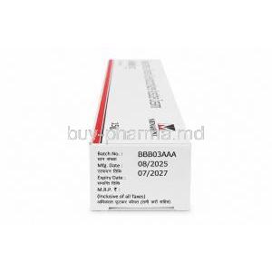 A Ret HC cream, Hydroquinone 2% w/w / Tretinoin 0.05% w/w/ Hydrocortisone 1% w/w, Cream 15g, A. Menarini India, Box information, Mfg date, Exp date