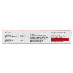 A Ret HC cream, Hydroquinone 2% w/w / Tretinoin 0.05% w/w/ Hydrocortisone 1% w/w, Cream 15g, A. Menarini India, Box information, Composition