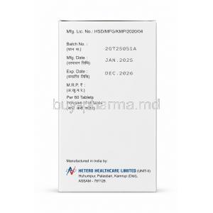 Danavir R 600, Darunavir 600mg/ Ritonavir 100mg, Box back view