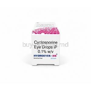 Hydroeyes HS, Cyclosporine Eye Drops 0.1%, 3 mL, Lupin, Box top view
