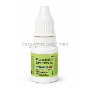 Hydroeyes HS,Cyclosporine Eye Drops 0.1%, 3 mL, Lupin, Bottle front view