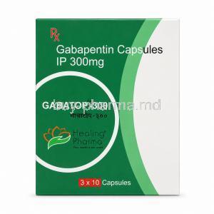 Gabatop-300, Gabapentin 300 mg, Healing Pharma, Box front view