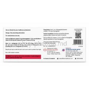 Truglyx Pen Injection, Semaglutide 2mg1.5mL(1.34 mgmL), Prefilled Pen Injection, Hetero Healthcare Ltd, Box information