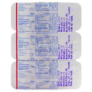 Tryptomer, Generic Amitrip,  Amitriptyline Packaging