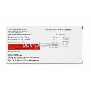 Perinorm, Metoclopramide 10 mg, Ipca Laboratories, Box information, Mfg date, Exp date