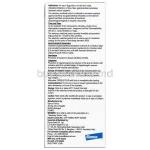 Credelio Plus  for Extra large dogs (22 kgs - 45 kgs)   3 chewable tablets,  Elanco India, Box information