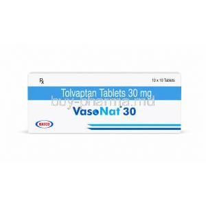 VasoNat 30, Tolvaptan 30mg, Natco Pharma, Box front view