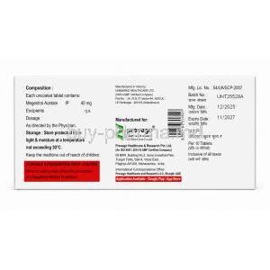 Megestrial, Megestrol 40mg, 10tablets, Prevego Healthcare, Box information