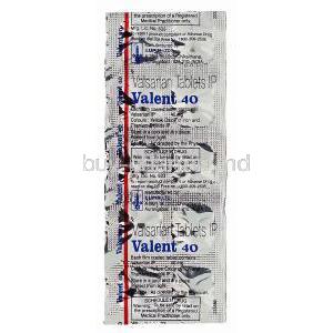 Valent ,  Valsartan  40 Mg Packaging
