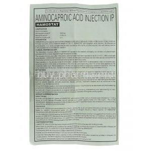 Hamostat, Generic Amicar,  Aminocaproic Acid Injection Information Sheet 1