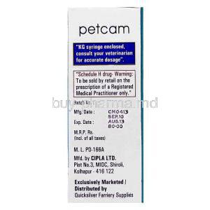 Petcam,  Generic Metacam,  Meloxicam  Oral Suspension Box Cipla