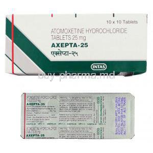 Axepta, Generic  Strattera,  Atomoxetine  25 Mg