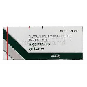 Axepta, Generic  Strattera,  Atomoxetine  25 Mg Box
