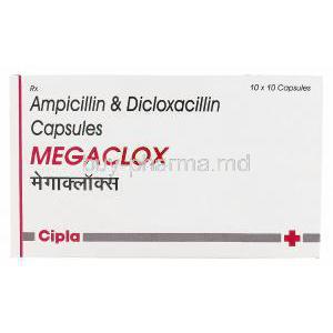 Megaclox, Generic  Megapen,  Ampicillin 250mg and Dicloxacillin 250mg Box