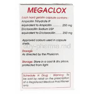 Megaclox, Generic  Megapen,  Ampicillin 250mg and Dicloxacillin 250mg Box Information