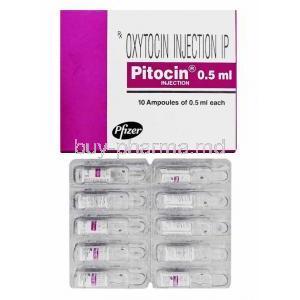 Pitocin Injection, Oxytocin box and ampoules
