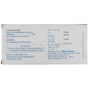 Tritofen,  Generic  Zaditen,  Ketotifen Fdc Manufacturer