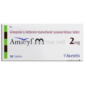 Zoryl M, Metformin/ Glimepiride 500 mg/ 1 mg Tablets (Intas Laboratories) Front