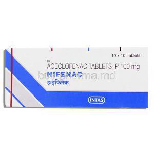 Hifenac, Aceclofenac   100 Mg Tablet (Intas)