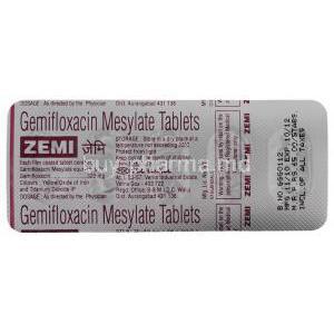 Zemi,  Generic Factive,  Gemifloxacin Packaging