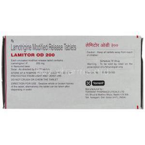 Lamitor OD 200,  Generic  Lamictal,  Lamotrigine Box Information