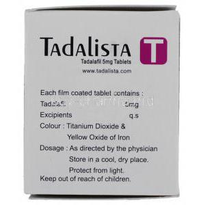 Tadalista,  Tadalafil 5 Mg Box Composition