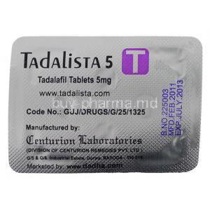 Tadalista,  Tadalafil 5 Mg Packaging