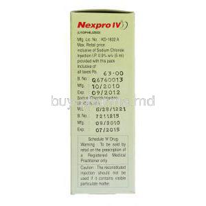 Nexpro IV, Generic Nexium, Esomeprazole Injection box caution