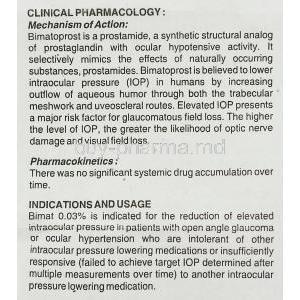 Bimat , Bimatoprost Eye drops information sheet 2