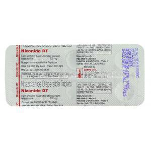 Nizonide DT, Generic Alinia/ Annita, Nitazoxanide 200 mg packaging