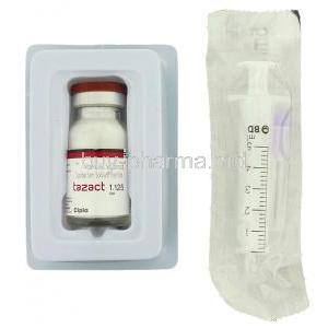 Tazact 1.125, Generic Pipracil, Piperacillin/ Tozobactum  Injection via and syringe