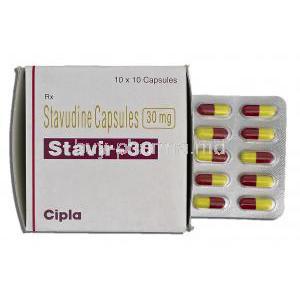 Stavir-30, Generic Zerit,  Stavudine, 30 mg, Capsule