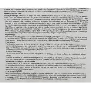 Adrenor, Generic Levophed, Noradrenaline Injection information sheet 2