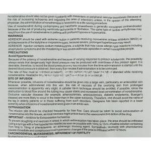 Adrenor, Generic Levophed, Noradrenaline Injection information sheet 3