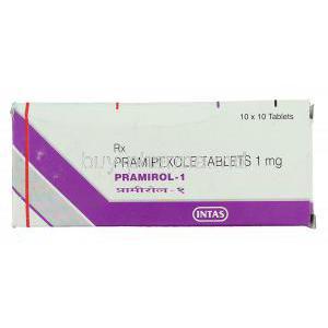 Pramirol, Generic Mirapex, Pramipexole 1 mg box