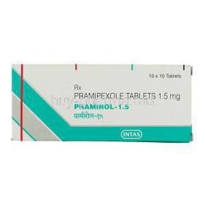 Pramirol, Generic Mirapex, Pramipexole 1.5 mg box
