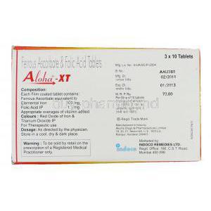 Aloha-XT, Ferrous Ascorbate/ Folic Acid  Indoco Remedies