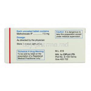 Imutrex, Generic  Rheumatrex , Methotrexate 7.5 mg box information