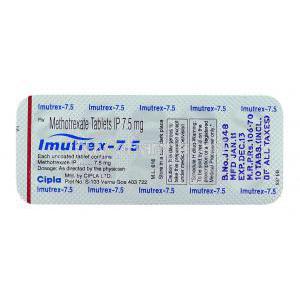 Imutrex, Generic  Rheumatrex , Methotrexate 7.5 mg packaging