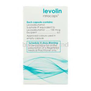 Levolin, Generic Xopenex, Levosalbutamol Rotacaps box information