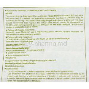 Glyciphage, Generic  Glucophage, Metformin 850 mg information sheet 4