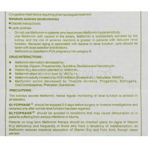 Glyciphage, Generic  Glucophage, Metformin 850 mg information sheet 5