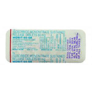 Monit SR, Generic  Imdur, Isosorbide Mononitrate  60 mg