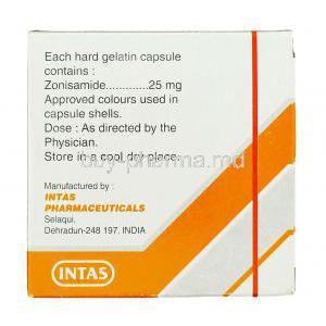 Zonimid, Generic Zonegran, Zonisamide 25 mg Intas pharma manufacturer